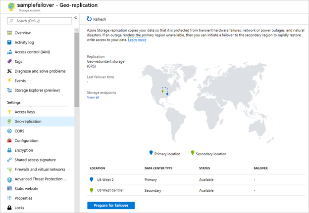 Manual switching of Storage Account between two Azure regions