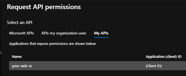 Microsoft API request permisison