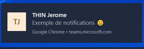 exemple de notification teams sur chrome