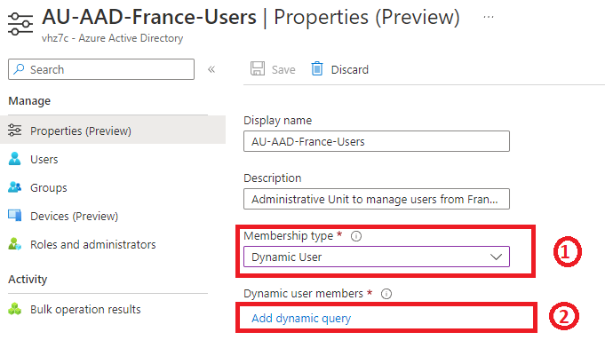 Dynamique User dans AU AAD France Users