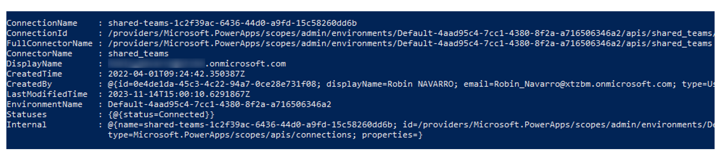 Afficher toutes les connexions standard dans votre environnement par défaut