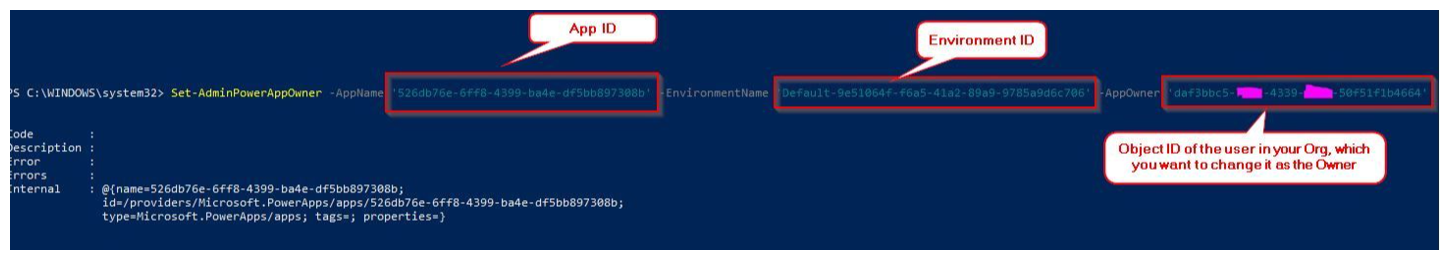 Modifier le propriétaire d’une application