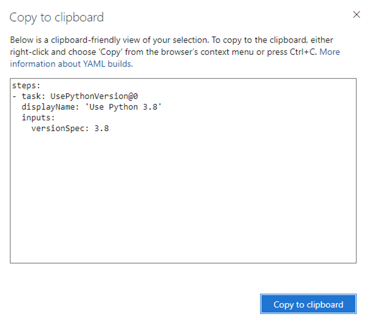 Figure 9 : Example de yaml pour la tâche d’instanciation d’une version de python