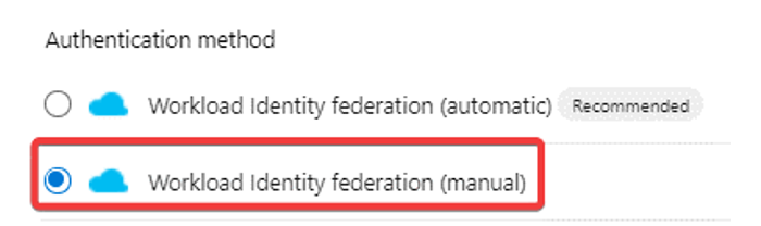 Worload Identity federation (manual)