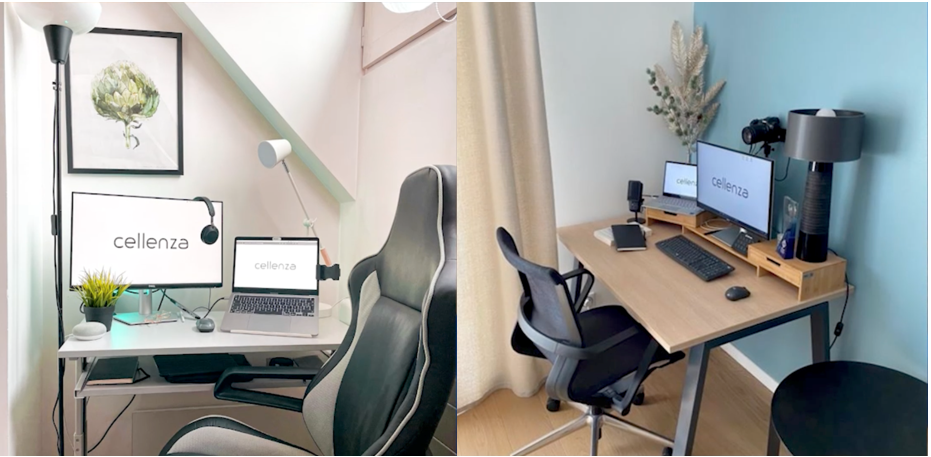 Exemple d’espaces de télétravail aménagés grâce au Pack Télétravail Cellenza