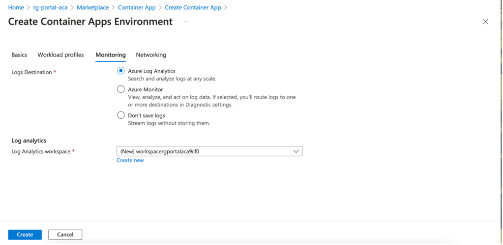 Image8_create_container_app_environnment étape monitoring