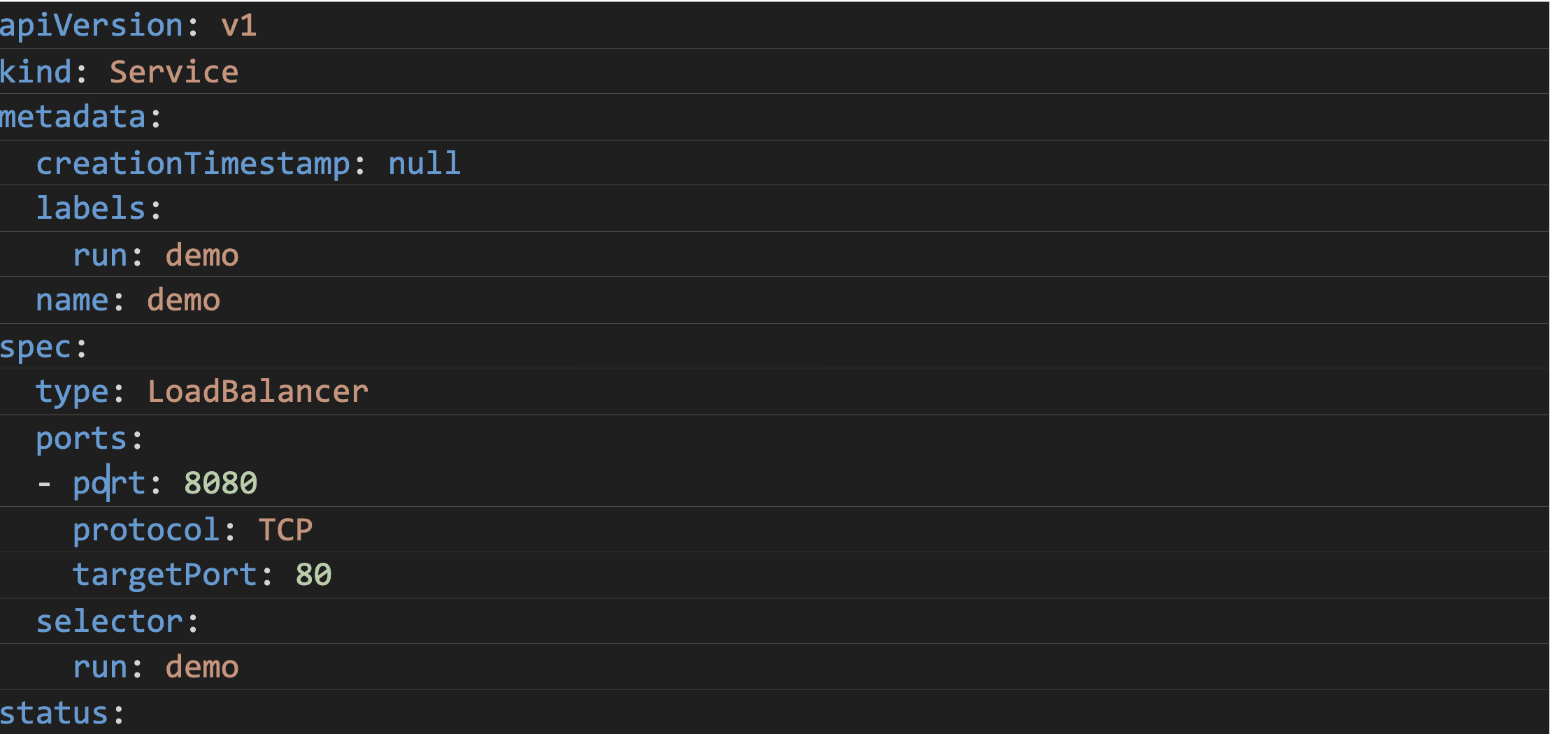 En lieu et place du type ClusterIP, est remplacé par le type LoadBalancer. 