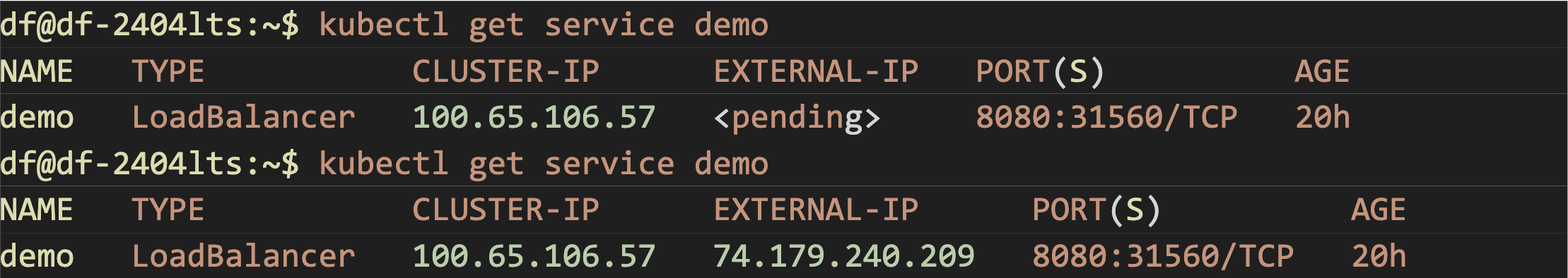 Dans un environnement Azure, si les flux ne sont pas bloqués par un NSG non managé par AKS, il devrait être possible d’accéder au service.