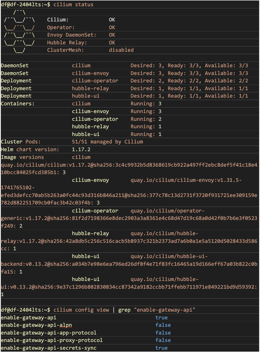 l’output suivante est obtenu avec le cilium.